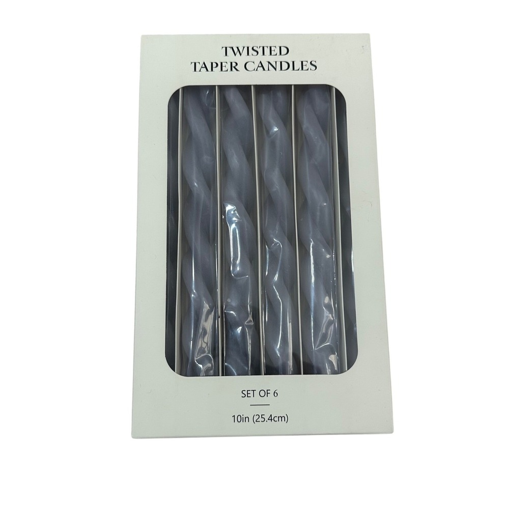 Twisted Taper Candles Set of 6 Dusty Blue 10 Inch Spiral Decorative Wax Candles